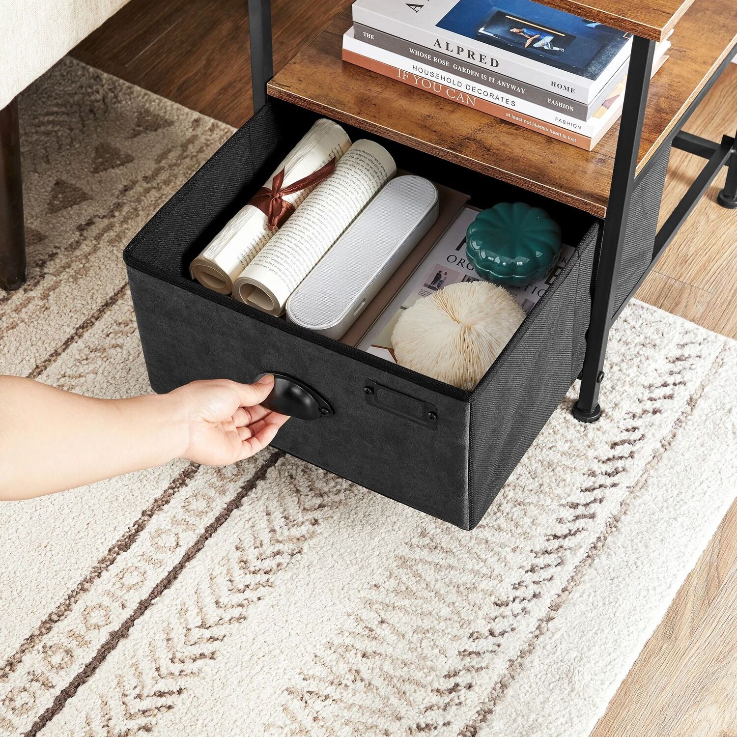 Nightstand Bedside Table With Storage Modern Style - Brown