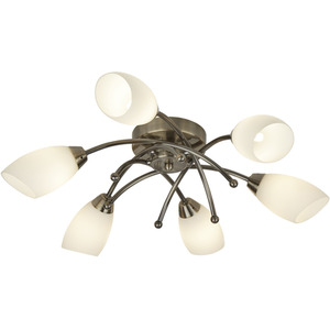 Opera Lighting Element Opera 6Lt Flush Antique Brass and Opal Glass