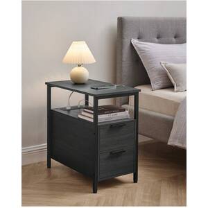 Black VASAGLE Narrow Side Table with Charging Station shot 9203409