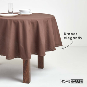 Chocolate Plain Cotton Round Tablecloth shot 9903202