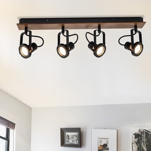 COSYLYTE Riverton 4 Light Spotlight with Walnut Wooden Backplate