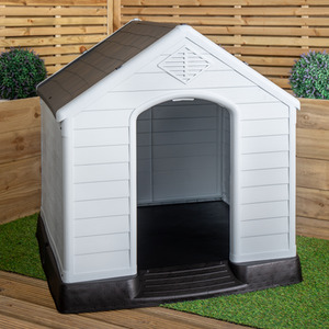 Large Outdoor Plastic Dog House with Raised Bed