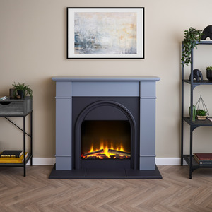 Adam Chesterfield Electric Fireplace Suite in Grey  Charcoal Grey, 44 Inch