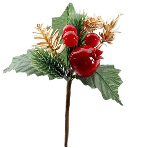 Artificial Red Berry with Rosehip Pick - H16cm