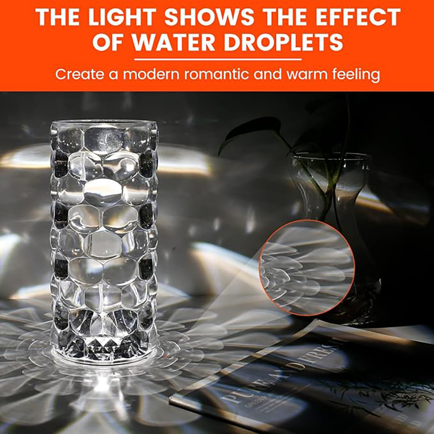 Cylindrical Shape Led Desk Lamp Rechargeable - Transparent