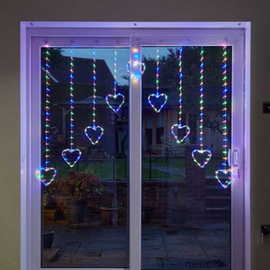 Light up Christmas Heart Curtain Lights with 229 LEDs