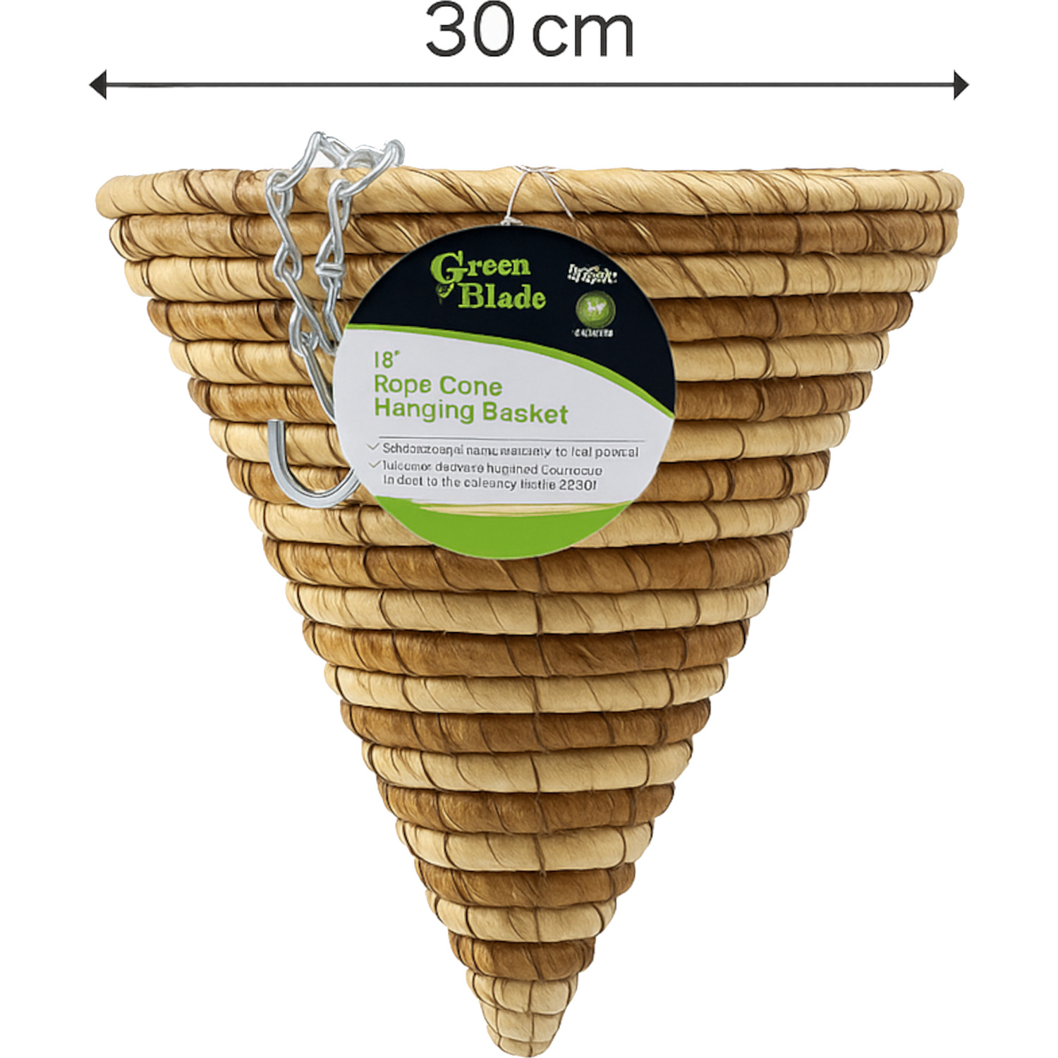Cone Rope Rope Cone Hanging Basket - 30cm