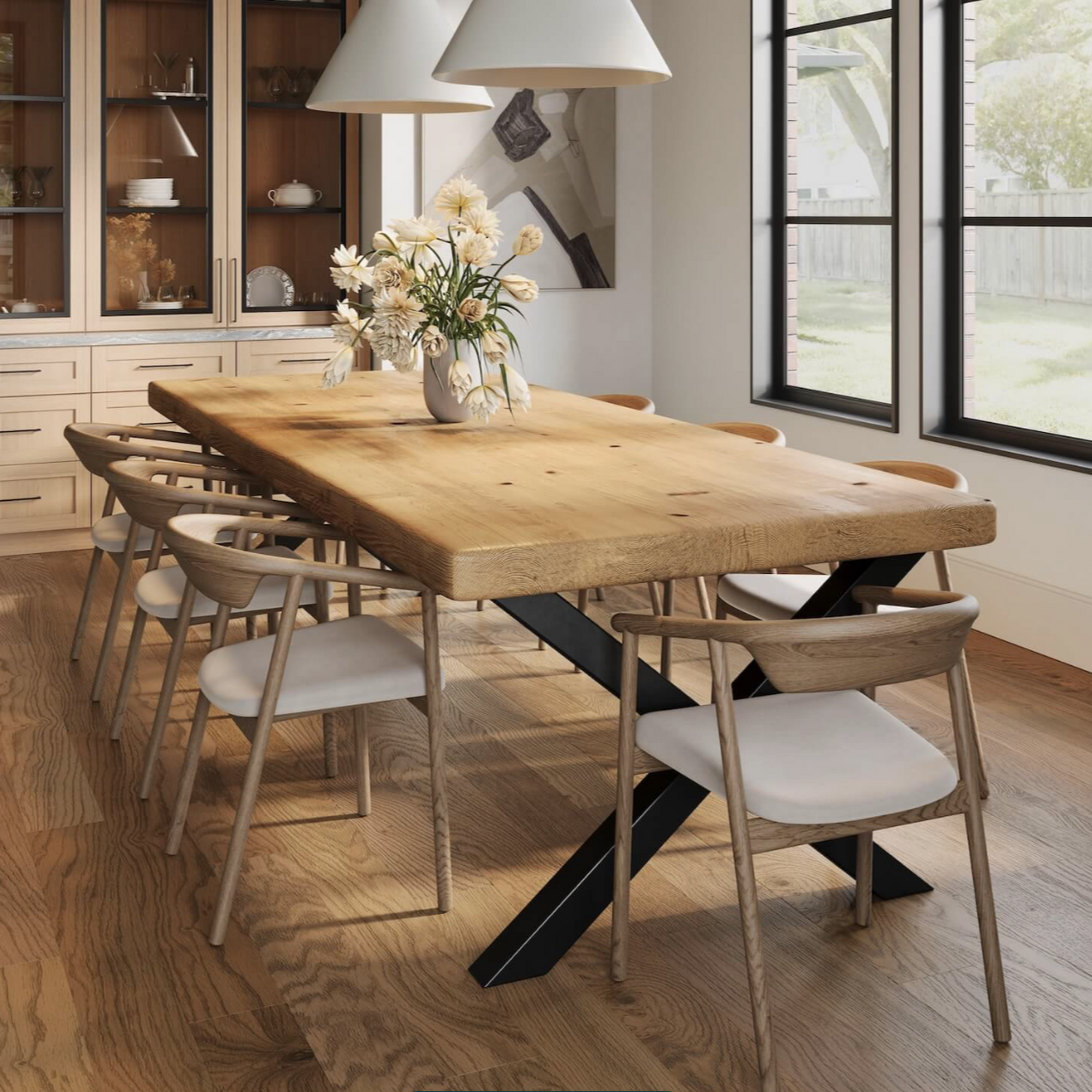 Chunky Rustic Dining Table - Chunky X Legs - Rustic 100cm 160cm