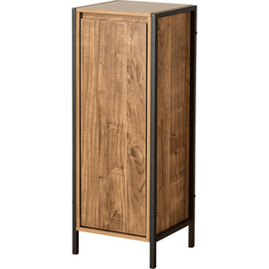 Locastra Mango Wood Effect and Black Metal Bathroom 3 Tier Storage Unit