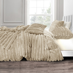 Plush Supersoft Jumbo Cord Cosy Bedding Set Beige