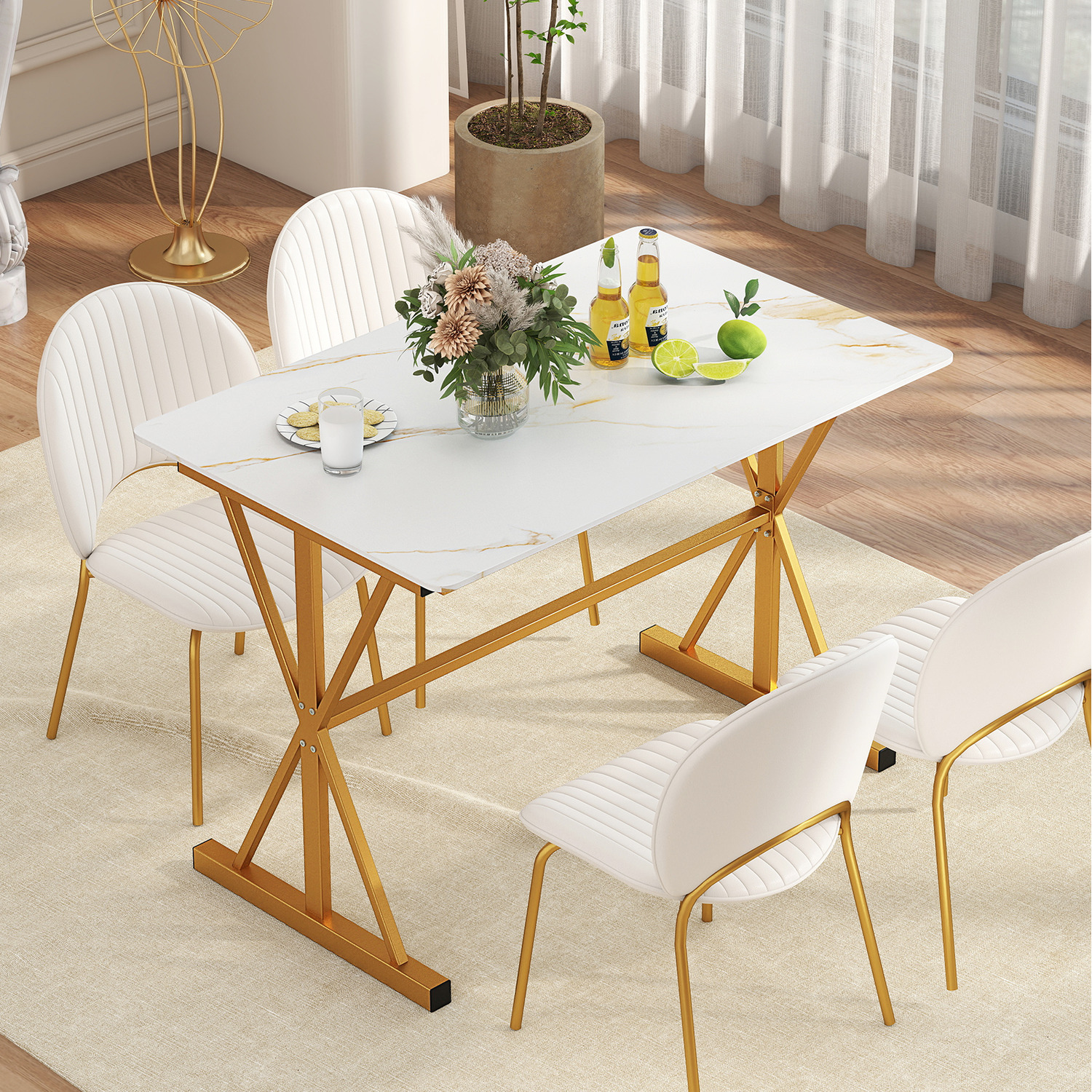 Sintered Stone Dining Table - Gold