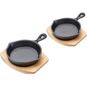 Artes Cast Iron Round Small 15cm Fry Pans with Boards