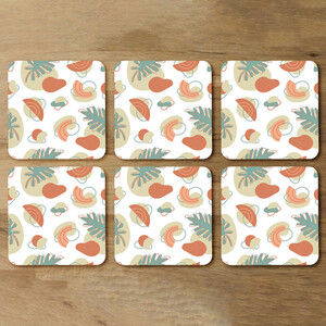 line art and botanical elements Designer Coaster Set