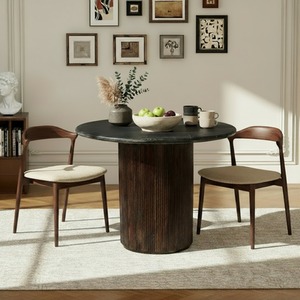Luxor Round Black Marble Top Pedestal Dining Table 100cm 4 seater