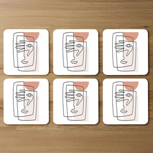 line drawing of face and hand Designer Coaster Set