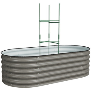 Breeins Galvanized Raised Garden Bed with Trellis