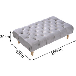 Button-Tufted Velvet Footstool