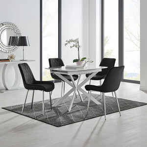 LIRA 100 Extending Dining Table and 4 Pesaro Silver Leg Chairs