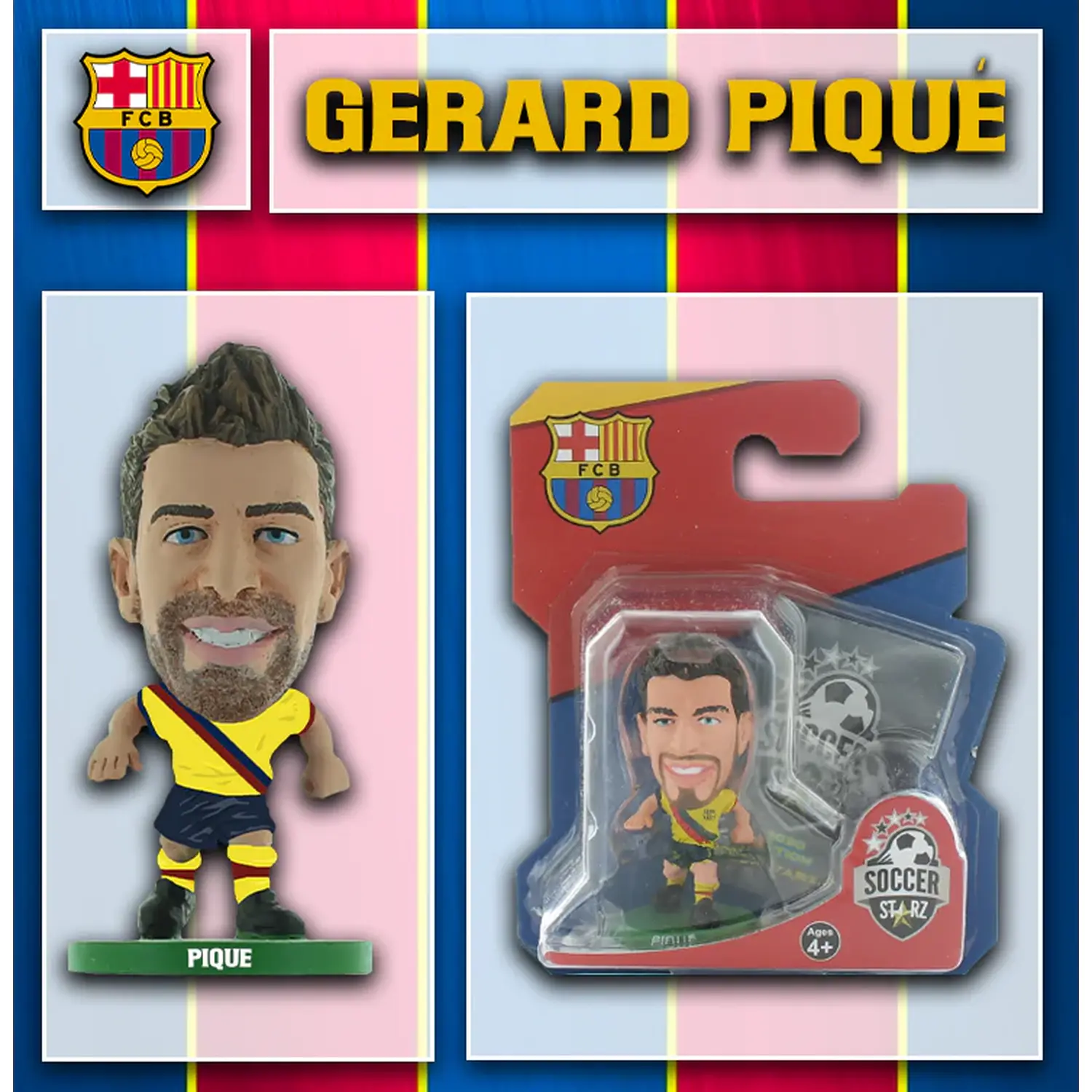 SoccerStarz Barcelona Gerard Pique - AWAY KIT 2020 version 5cm Figure - Yellow