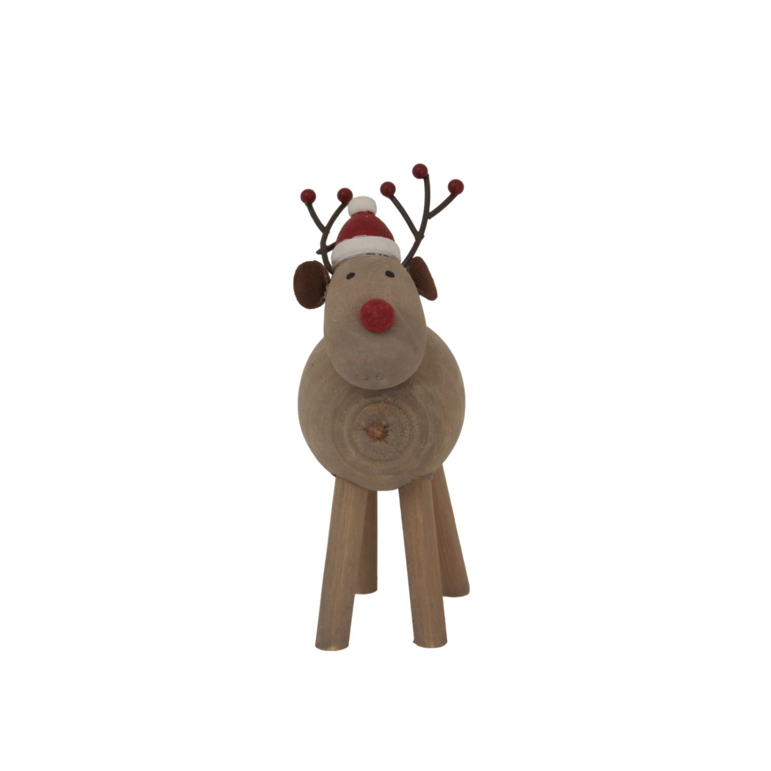 Rustic Rudolf Reindeer Ornament With Hat Winter Decor Accent - Maroon