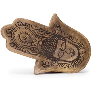 Hamsa Buddha Black Engraved Long Tray Decor Gift
