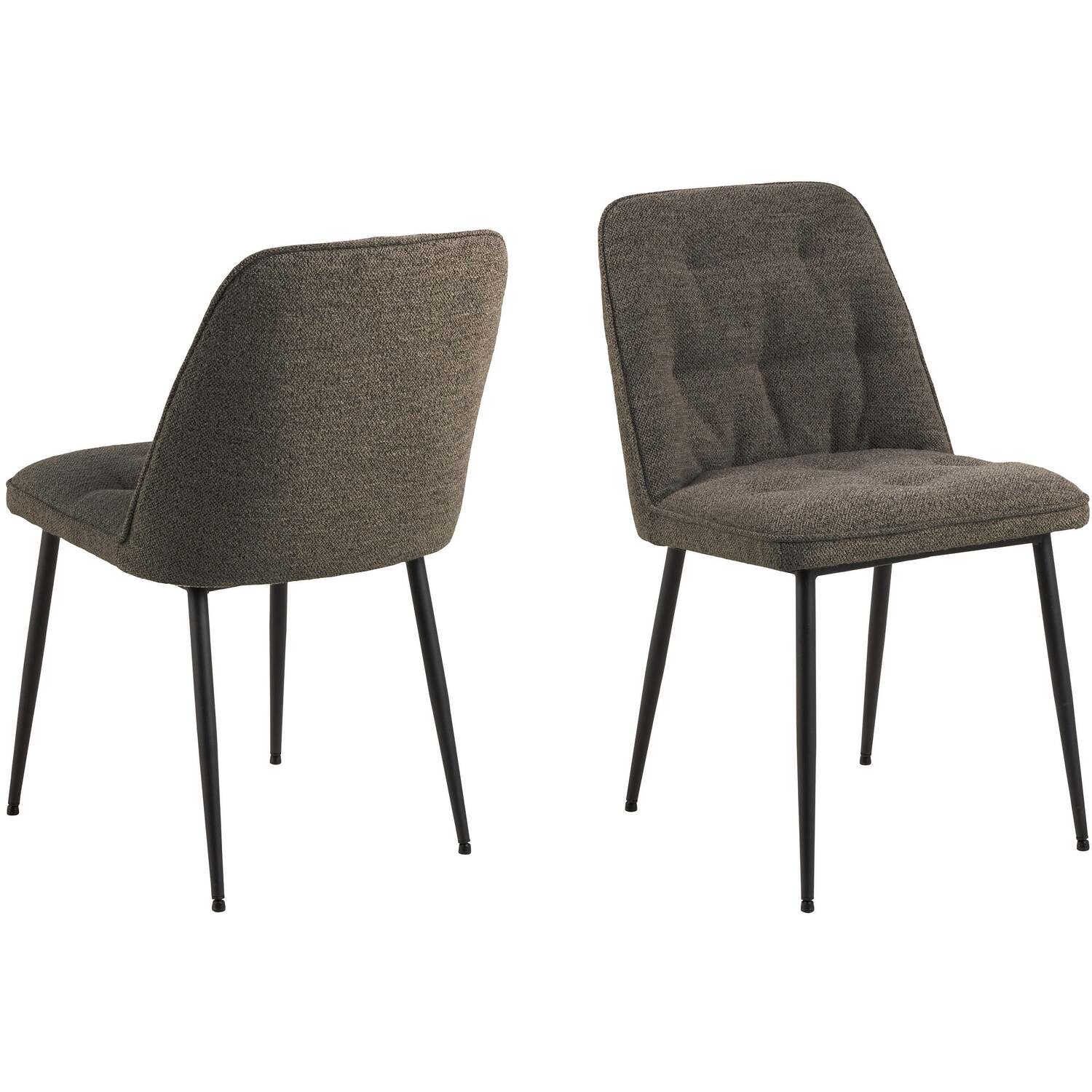 Wyld Haus Belfast Brown Ceramic Dining Set with Black Steel Base and 4 Taupe Fabric Chairs - Brown