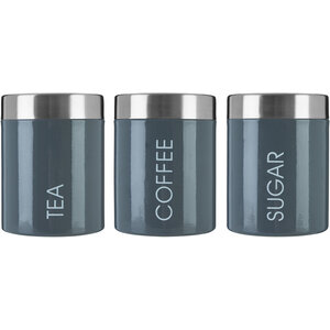 Set of 3 Grey Enamel Liberty Canisters