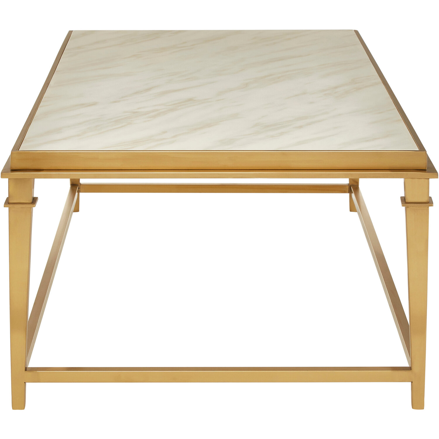 Alvaro Rectangular Coffee Table With White Marble Top - Gold
