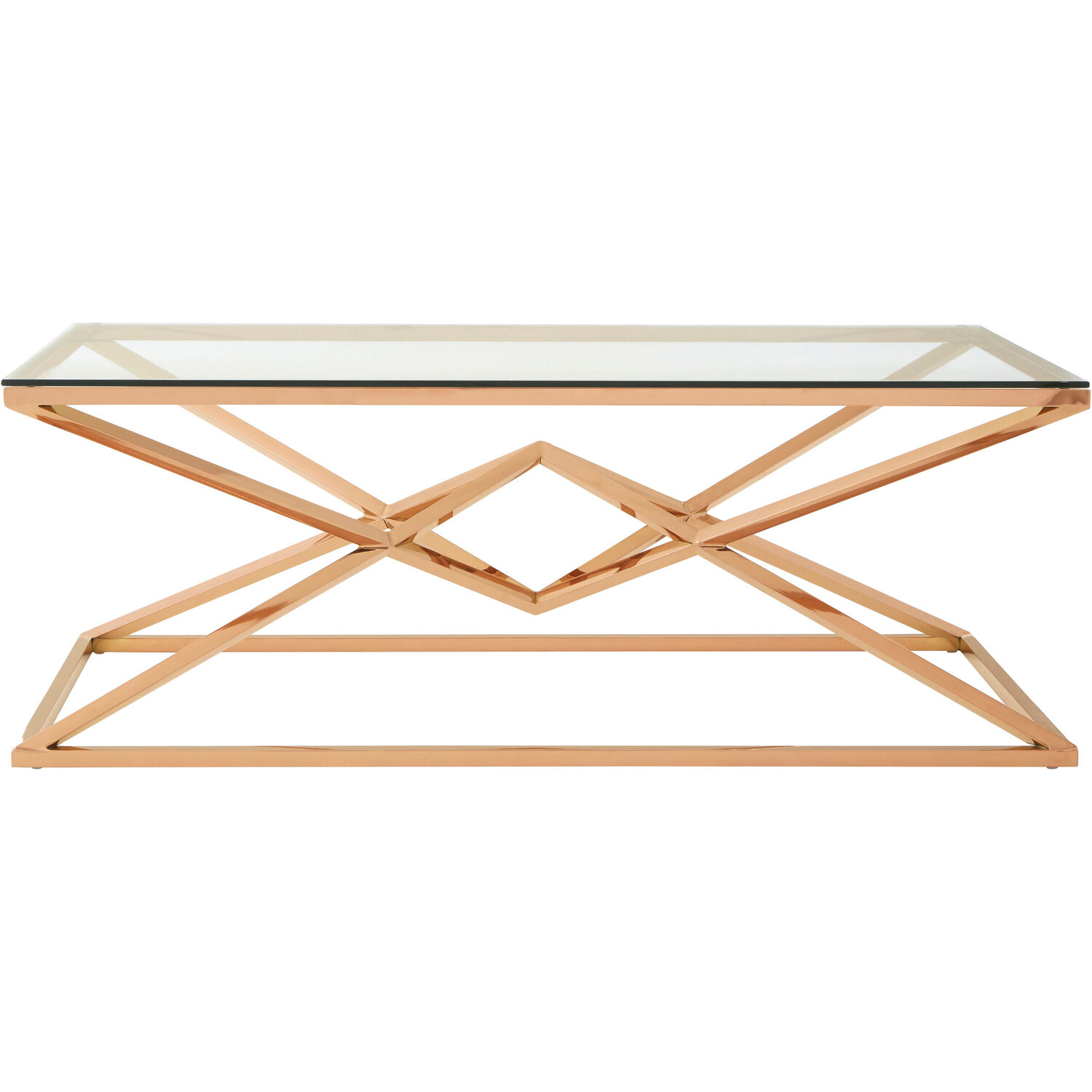 Allure Corseted Rose Gold Coffee Table - Gold