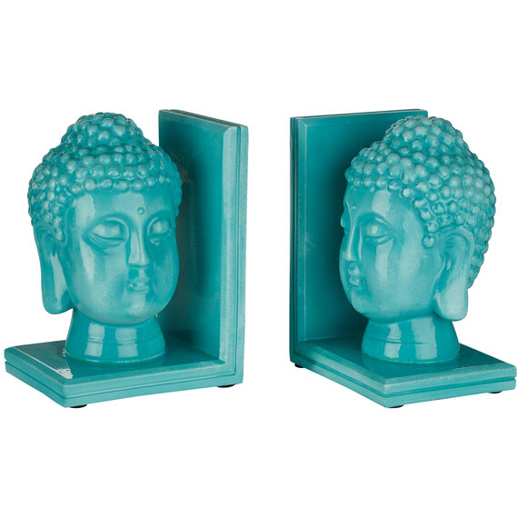 Piper Set of Turquoise Buddha Head Bookends