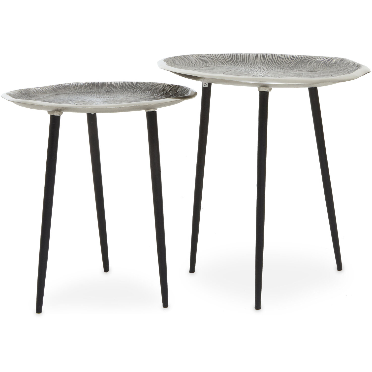 Silva Set Of Two Oak Effect Silver Top Side Tables - Silver