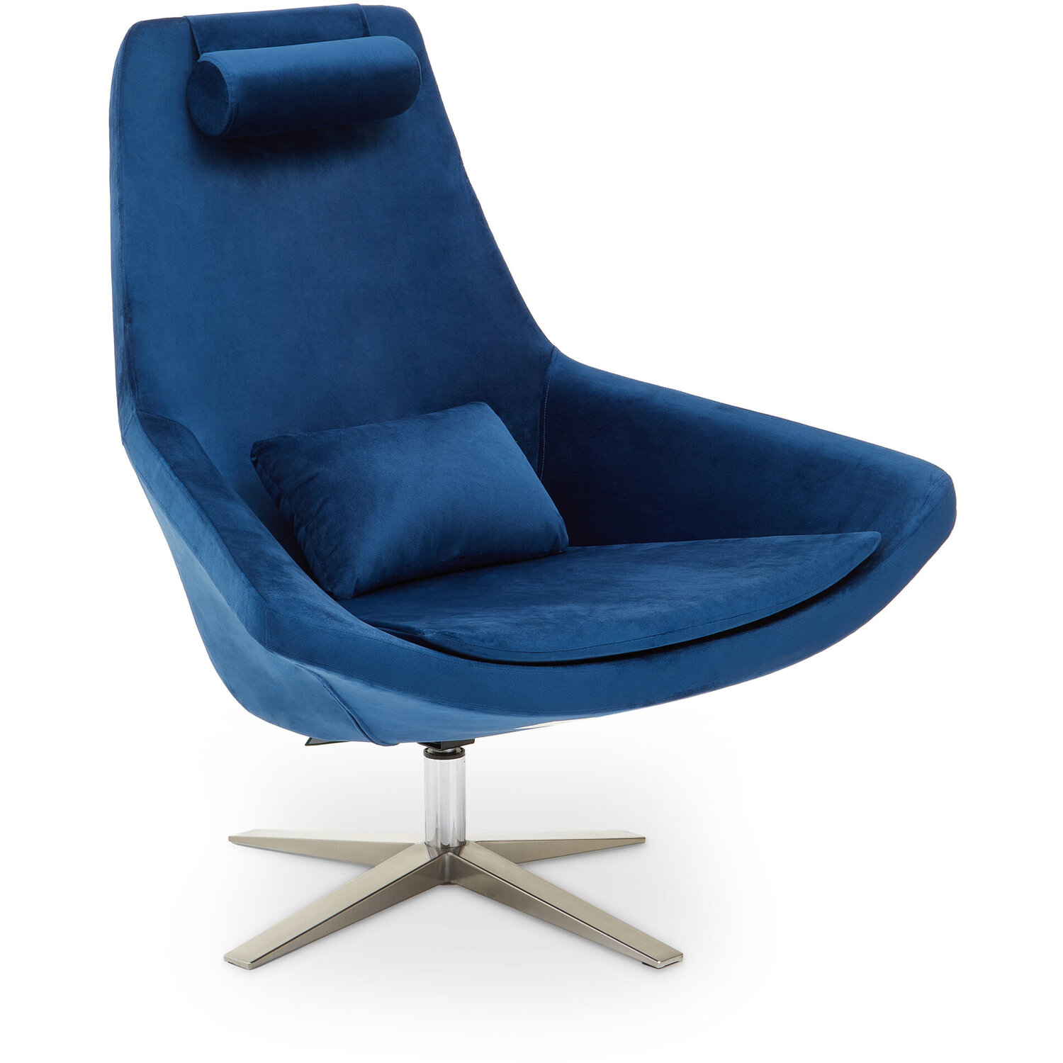 Kalo Navy Velvet Swivel Lounge Chair - Blue
