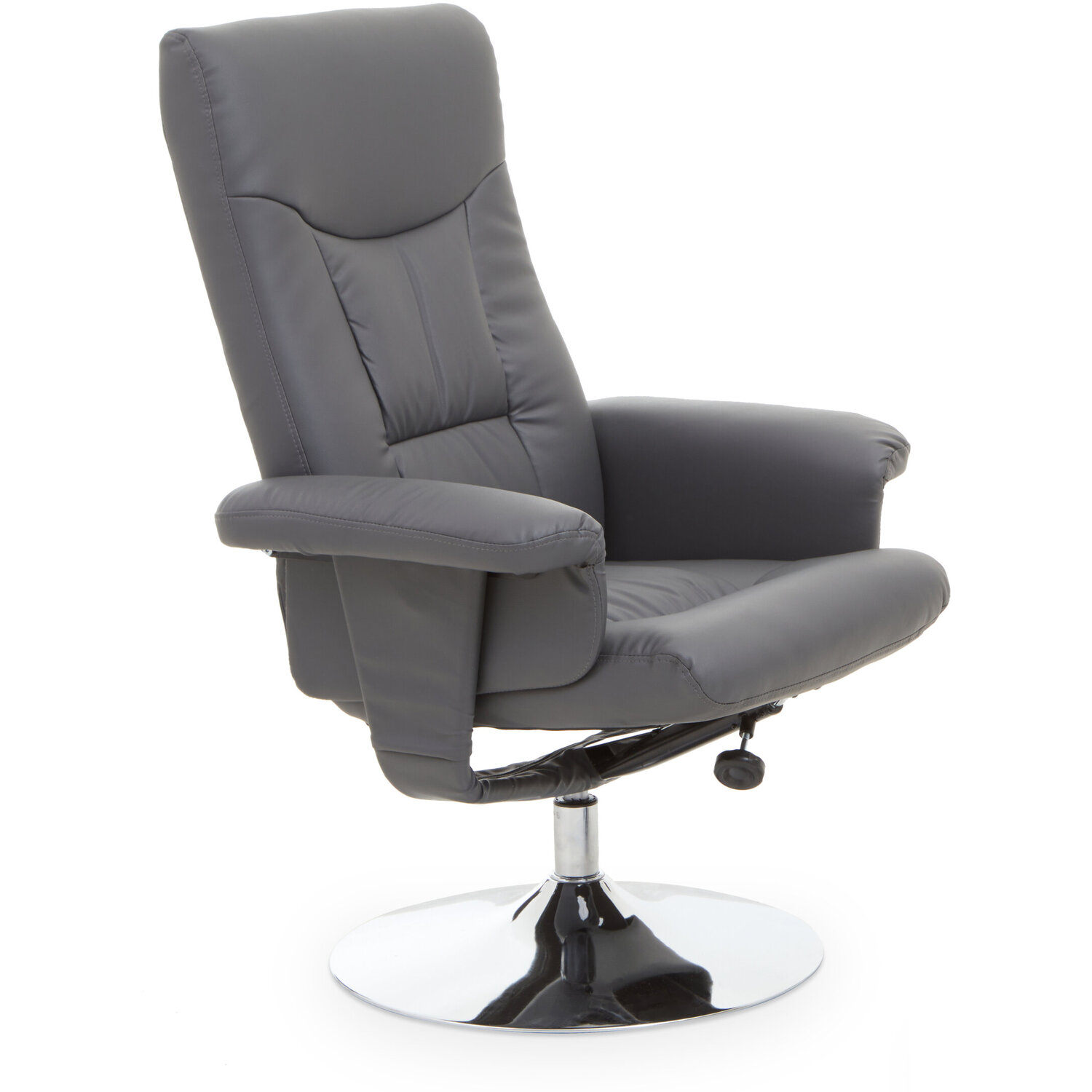 Denton Grey Leather Effect Reclining Chair - Grey