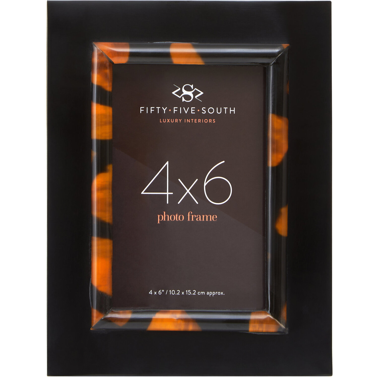 Roma 4 x 6 Inch Tortoise Shell Photo Frame - Black