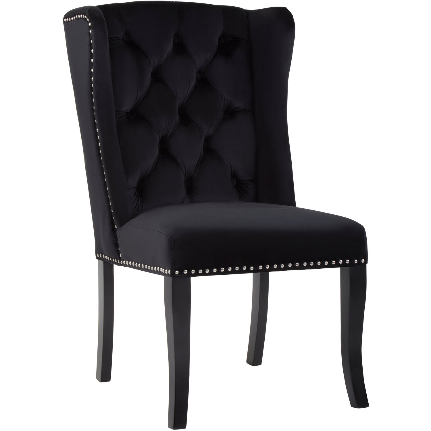 Kensington Townhouse Black Velvet Dining Chair with Dark Legs - Black