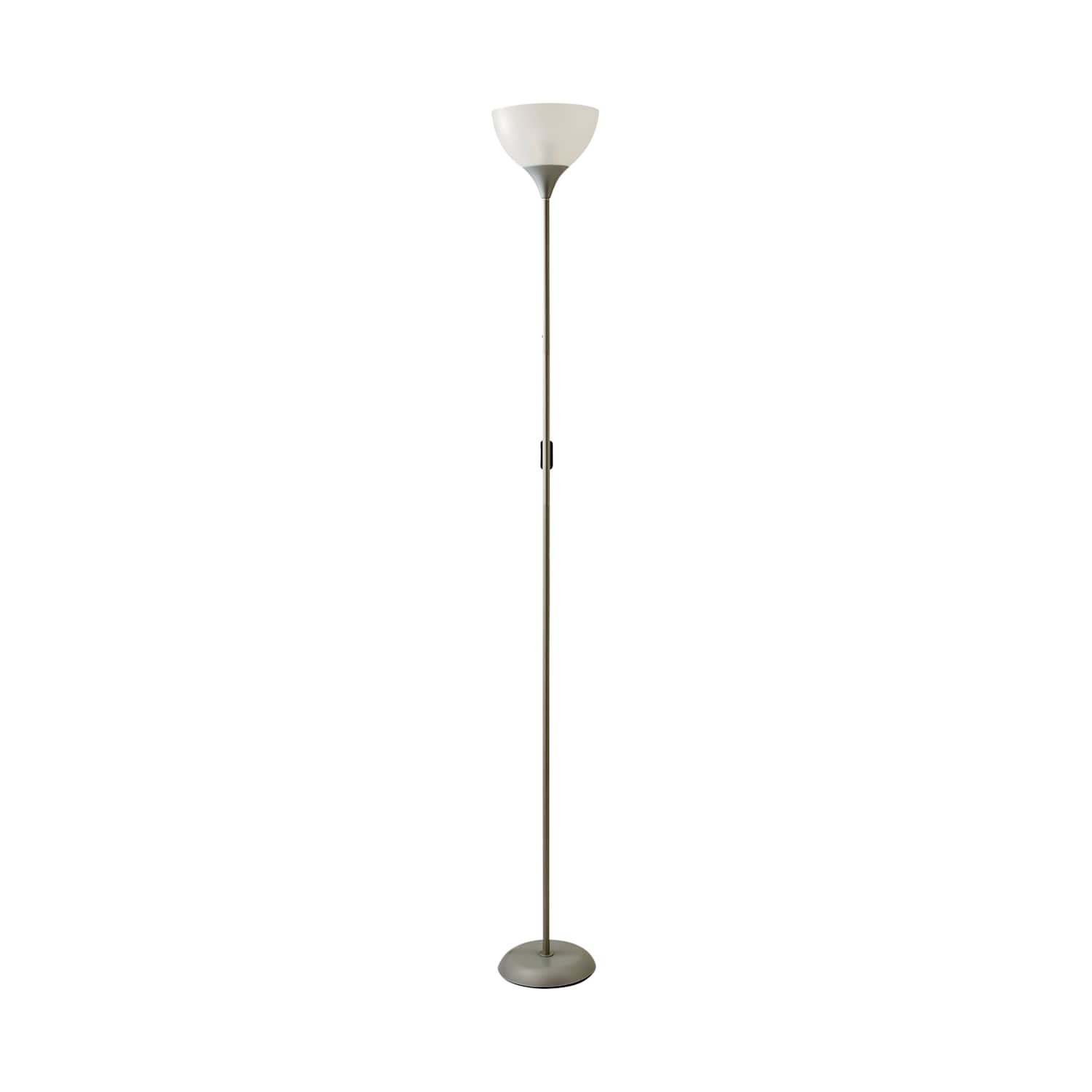 Valuelights Dalby Stem Uplighter Floor Lamp With Frosted Glass Shade - Orange / Yes - Silver