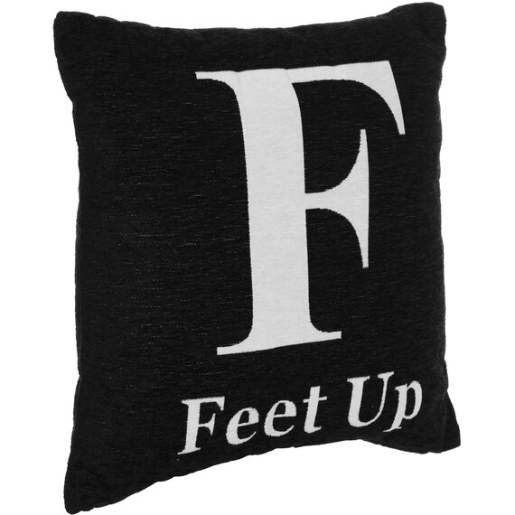 Words 'Feet Up' Black Cushion