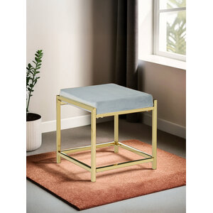 Allure Powder Blue Velvet And Gold Stool