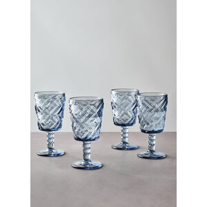 Fleur Set Of Four Blue Wine Glasses