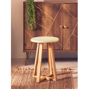 Viborg Green and Natural Bamboo Round Stool
