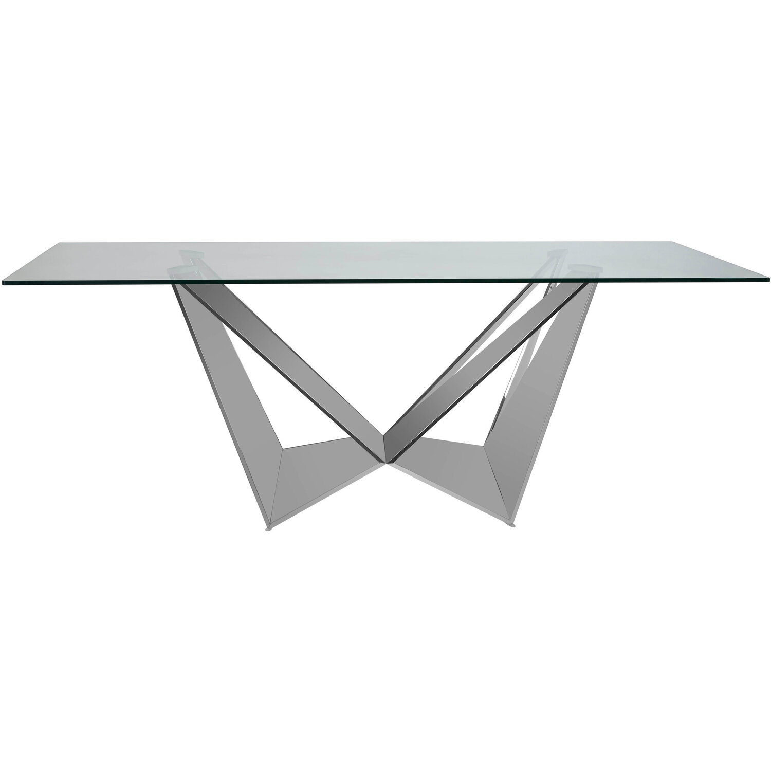 Fifty Five South Carlox Tempered Glass Dining Table With Chrome Legs - Silver