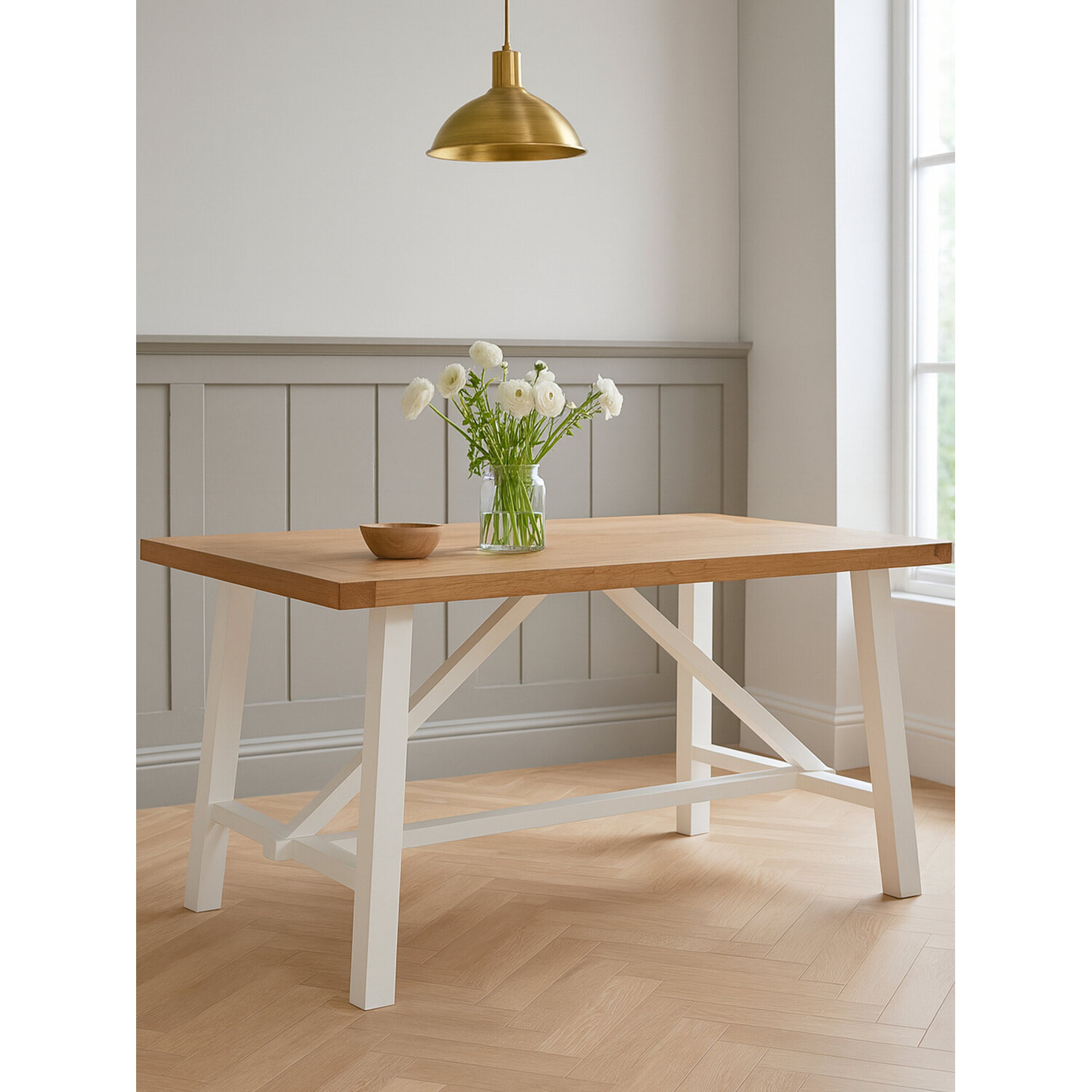 Parkside Natural Oak Dining Table - White