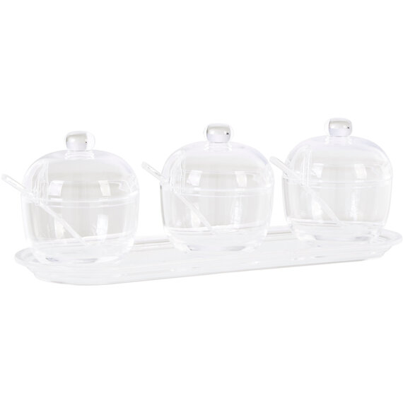 Gozo Set Of 3 Condiment Pots with Tray
