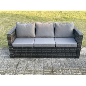 3 Seater Rattan Lounge Sofa with Cushions