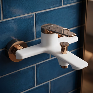 White/Rose Gold Finishing Bath Tap Wall Mounted Bathtub Mixer Single Lever