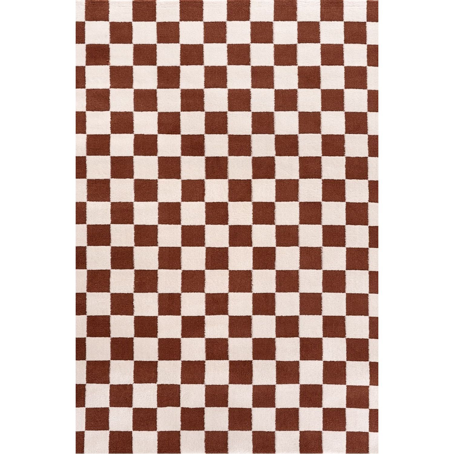 The Rugs Unisex Terracotta Loft Checkered Living Room Area Rug And Runners Soft Pile In 80Cm X 150Cm Kids - Image 3