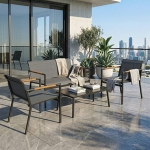Outsunny 4 Seater Garden Furniture Set with Breathable Mesh Seats