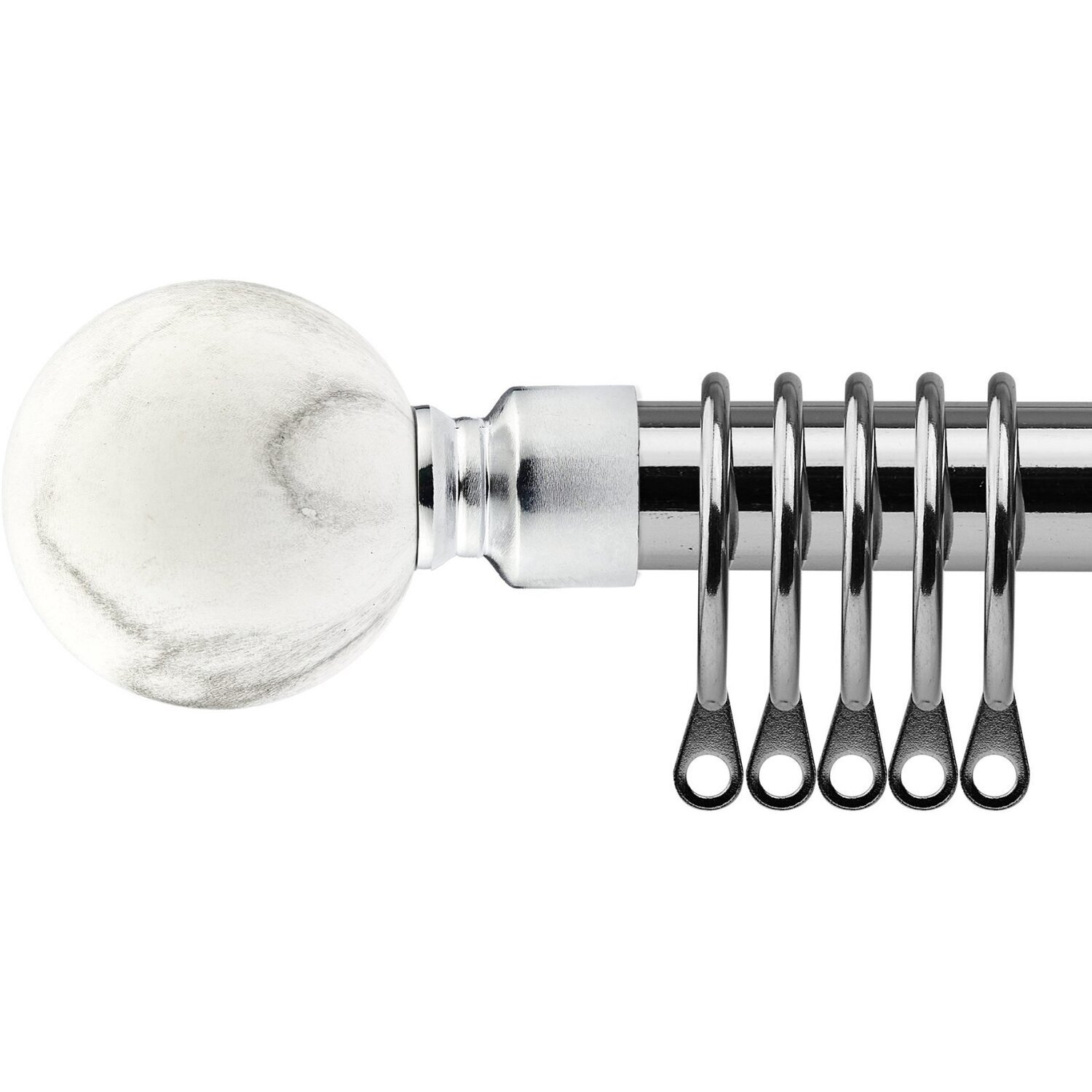 16-19mm Mineral Extendable Durable Metal Curtain Pole Set - Brushed Silver