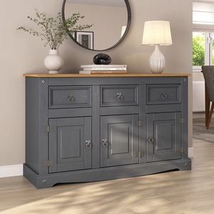 Corona Sideboard Charcoal 3 Door 3 Drawer Dark Grey