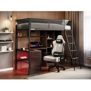 Graynite Metal Gaming High Sleeper with Shelf and Storage Black